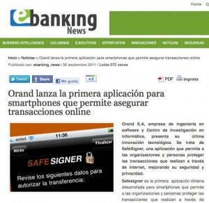 Orand lanza aplicación para smartphones que permite asegurar transacciones online